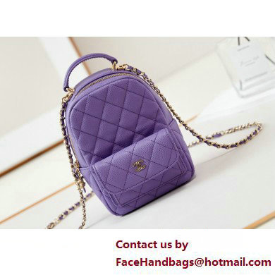 Chanel Grained Calfskin & Gold-Tone Metal Mini Backpack Bag AP3753 Purple 2025